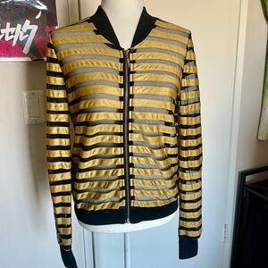 Gold and black stripped mesh jacket festival rave wear